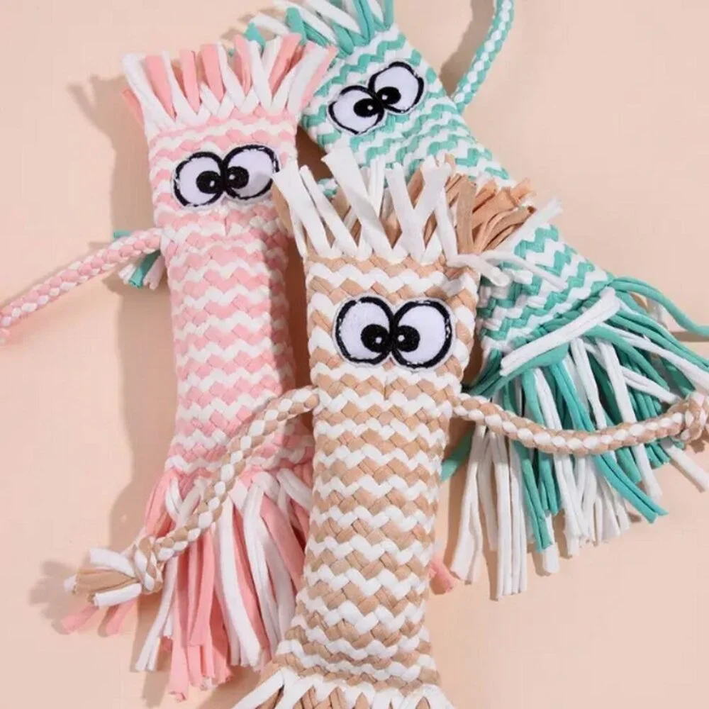 Bella Jaxony Soft Pink Fringed Squeaky Funny Character Three Toy Gift Packaged
